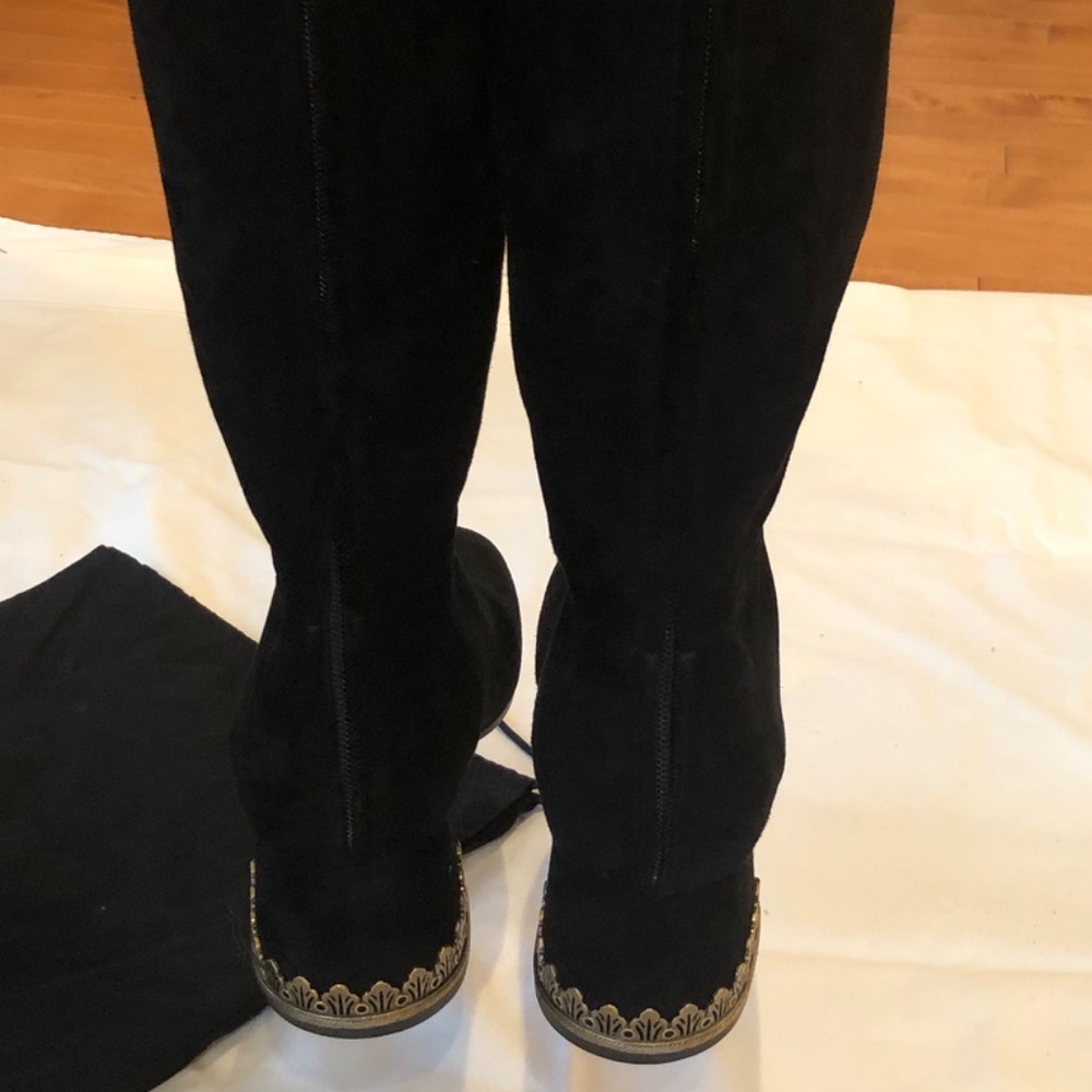 Chanel 10B Black Suede and Tan and kit leather ove the knee boots - Picture 3 of 8